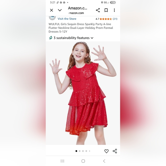 Girls Green Sequin Sleeveless Dress - Picture 5 of 9